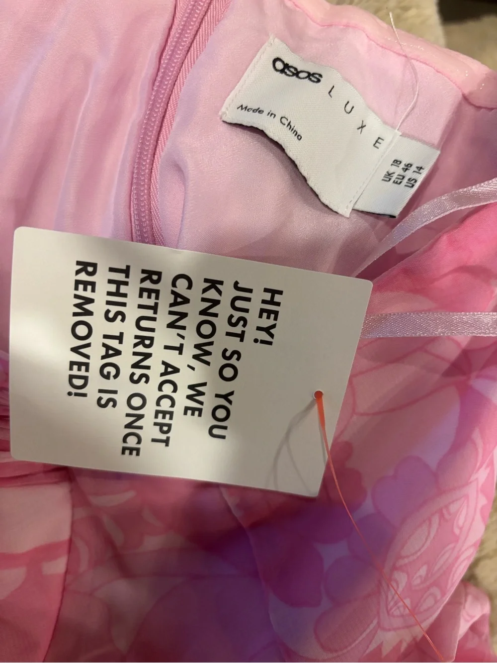 NWOT ASOS LUXE Pink Floral Corset Mini Dress US 14 XL Strapless